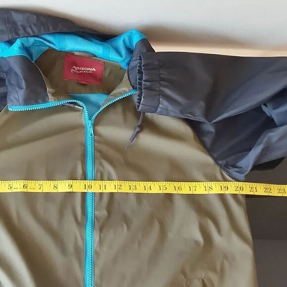 Arizona Jean Co Jacket Sz S Tan Navy Bright Blue - Picture 10 of 10